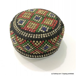 Multi Color Round Full Sindhi Nagina /  Zircon Cap or Topi MKC-564